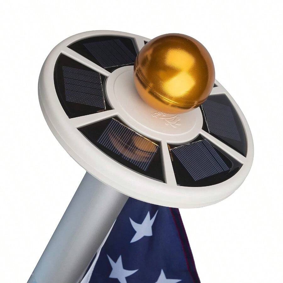 Sunnytech 2nd Generation Solar Flag Pole 20led Light Brightest Most Powerful Longest Lasting and Most Flag Coverage LED Downlight Light up Flag on Most 15 to 25Ft Flagpole Upgraded Electric Circuit - Blanco - Ver 1