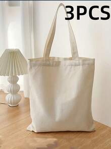 10PCS/1pc Travel Portable Multi-Functional Canvas Bag, Large Capacity Shopping Travel Tote Bag, Reusable Daily Shopping Bag, Portable Foldable Canvas Bag, DIY Paintable One Shoulder Canvas Tote Bag, Canvas Handbag, Student Tote Bag, Perfect For Beach, Travel Canvas Tote Bag, Suitable As Christmas Gift For Her - Multicolor - View 23
