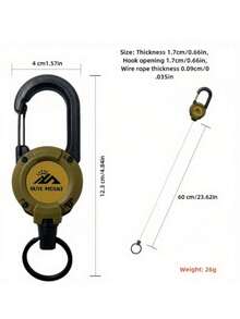 Llavero táctico telescópico con cable de acero - Multifuncional, clip resistente, adecuado para camping y senderismo al aire libre, cordón antiperdi da, con soporte para insignia y tarjeta de identificación. Regalo de Navidad - Multicolor - Ver 2