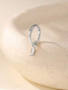 EleRunis 1PC 925 Sterling Silver Marquise Earrings Hoop Nose Tiny And Light Helix Piercing Fine Jewelry Septum Cartilage Spiral Ear Tragus, Suitable For Women's Daily Wear - Silver - View 3