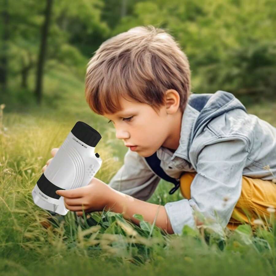 手持便携式玩具显微镜，带LED照明和支架，60倍至120倍放大倍率，非常适合家庭探索、亲子互动，是节日、生日、圣诞节和教育用途的理想礼物。 - 彩色 - 查看 1