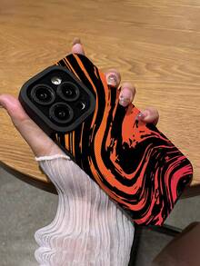 1pc Fashionable Personalized Lava Flow Wavy Striped Faux Leather Texture Shockproof Soft Protective Phone Case, Suitable As Birthday, Holiday Gift For Friends, Family, Couples, Fits 17/17 Air/17 Pro/17 Pro Max, 16/16 Plus/16 Pro/16 Pro Max, 15/15 Plus/15 Pro - Multicolor - View 5