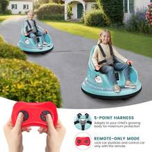 Coche de choque eléctrico para niños de 12 V con giro de 360 grados y control remoto para padres. 2 velocidades, música y luces, 2 modos de conducción. - Azul - Ver 8