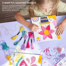 ARTEZA Kit de Arte de Hilo para Niños, Conjunto de 5 Diseños de Animales Marinos, Tachuelas de Plástico, Suministros de Arte para Proyectos de Manualidades y Actividades de Tiempo Libre de los Niños - Diseños de animales - Ver 4