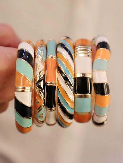 1pc Minimalist Opulent Retro Zinc Alloy Colorful Resin Chunky Cuff Bracelet For Women, Nightclub Office Daily And Street Style Opulent Statement Piece Jewelry,Festival Gift For Wedding Valentine's Day New Year Gift