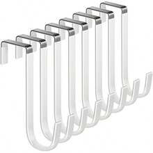 Over the Door Hooks 5.5" 8Pcs for 1 3 8" Door White Plastic Coating Wreath Door Hanger Hook for Hanging Ironing Board Towel Rack Bathroom Closet Cabinet Clothes Coat Holder Single Heavy Duty - AD855Blanco para puerta de 138" - Ver 1