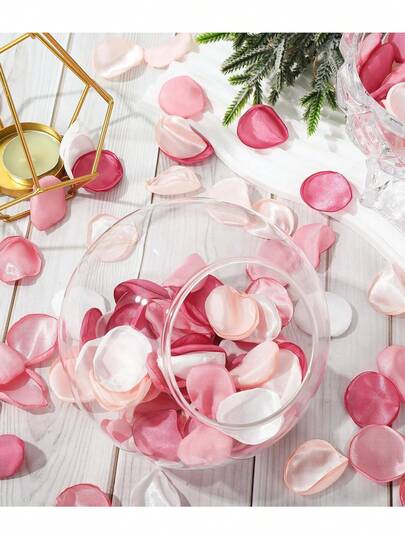 100片人造玫瑰花瓣，丝质涤纶花瓣，婚礼走道抛洒，彩色纸屑，适用于派对餐桌装饰、情人节、求婚、周年纪念、生日派对、蜜月、主题派对、氛围装饰、餐桌中心装饰、礼品填充物