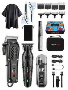 HINEA HIENA 3-In-1 Cordless Hair Clipper Set, Includes 2299 Shaver Blades, 360° Nose Hair Trimmer, And 2 Thinning Scissors, Deluxe Home Grooming Kit, Best Gift For Family And Friends - 212 - View 11