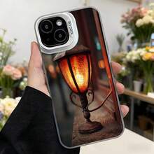 Cubierta de telefono con diseño de lámpara antigua en tono marrón dorado con detalles brillantes y texto CASETTO para uso diario y ocasiones especiales,Aplicable a los teléfonos de la serie Apple y Galaxy - Blanco - Ver 7