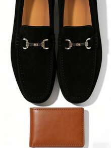 Classic Designer Men's Moccasin Affordable Luxury Sense Plain Suede Slip On Loafers Men Soft Leather Shoes Gentlemen Business Social Shoes Male Daily Office Party Wedding Dress Shoes For Men ‌Couple's Date ‌Romantic Dinner Festive Gift‌ Back To School Students Casual Shoes Preppy,Please Choose One Size Up - Black - View 8