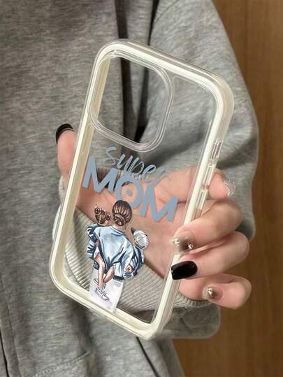 INS Style High-Quality Dopamine Color Series, Super Mom Illustration Design Phone Case, Compatible With IPhone 17/15/16 Pro Max, Creative Apple 11/12/13/14 Pro Shock-Proof Phone Case