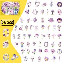 56 szt./zestaw naklejek walentynkowych, zestaw naklejek z różnymi wzorami kwiatowymi, kreatywne naklejki na festiwale, doping i imprezy, dekoracyjne prezenty DIY, artystyczne naklejki na pamiętnik, laptopa, notes, butelkę z wodą, etui na telefon, estetyczne naklejki dla nastolatków i dorosłych, artykuły szkolne - Wielokolorowe - Zobacz 3
