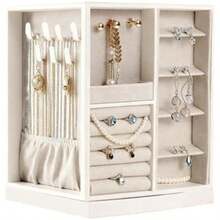 Joyero Organizador Giratorio de 360°, Caja Joyero para Mujer con 4 Cajones, Almacenamiento Vertical, Alajeros Joyeria Mujer Grande para Aretes, Collares, Pulseras Anillos y Todo Tipo de Joyas(default) - Multicolor - Ver 2