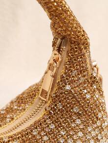 Ombre Crystal Cabbage Basket Fully Rhinestoned Bag/Glitter Bag Studded Water Bucket Bag Party Bag Versatile Small Handbag Shoulder Crossbody Chain Bag Sparkling Banquet Bag, An Interesting Valentine's Day Gift - Champagne - View 8