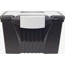 Storex - Caja de archivo legal con tapa organizadora caja de almacenamiento de archivos de oficina de plástico para carpetas colgantes de letras y legales obsidiana 1 unidad 61510A01C - NegroGris - Ver 1