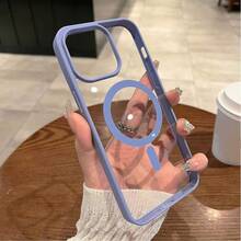 Hadaasi 1PC Blue Transparent Magnetic Phone Case, Compatible With IPhone 17 Pro Max, 16, 15, 14, 13, 12, 11 Pro Plus Max, Mini 7, 8, SE, 16e, 7P, X, XR, Xs Max, Shock-Proof Protective Cover, Compatible With Samsung S25 Ultra, S24 Ultra, S23 FE, S22+ - Far Peak Blue - View 3