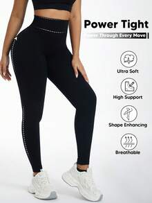 Compression Leggings For Women Tummy Control Shapewear Butt Lifting Seamless Body Shaper - Black - View 5