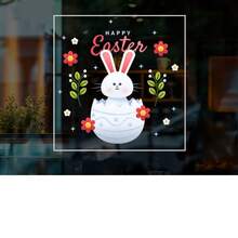 1 Roll Easter Spring Decorative Glass Door And Window Stickers Easter Glass Door Stickers Festival Flower Rabbit Easter Egg Shop Showcase Electrostatic Adsorption Window Stickers Adhesive Free