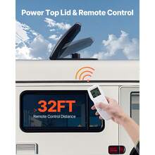 RV Vent Fan, 355.6 Mm RV Roof Vent Fan 12V, 10-Speed Reversible Fan With Remote Control, Built-In DC Motor, Power Top Lid,304.8mm Fan Blade,Fits 355.6x355.6 Mm Roof Openings - White - View 4