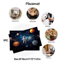 1 pieza Telón de fondo decorativo con tema de cohete y astronauta del espacio exterior, (210 x 150/180 x 135/150 x 100/100 x 70 cm) Decoración de fiesta de cumpleaños con planeta, galaxia y universo para mesa de pastel, fotografía y photobooth, suministros para fiestas - Multicolor - Ver 3
