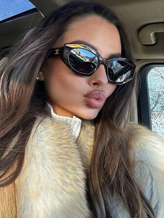 1pc Minimalist Asymmetrical Polygon Design Women Fashion Fashion Glasses