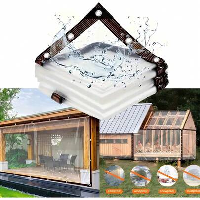 1 قطعة من البلاستيك المقاوم للماء PE، للبيت الزجاجي والحديقة والفناء، شفاف، مقاوم للرياح والغبار، بلاستيك سميك مقاوم للماء، ستارة للشرفة والنافذة، غطاء للنباتات الصغيرة من المطر، عازل