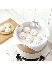 1pc White Steamer Cloth, Non Stick Household Gauze, Steamed Bun Cloth Steaming Pad, Steaming Basket, Steamed Bun Pad, Baking Steamed Bread, Seafood Cooking - Multicolor - View 3