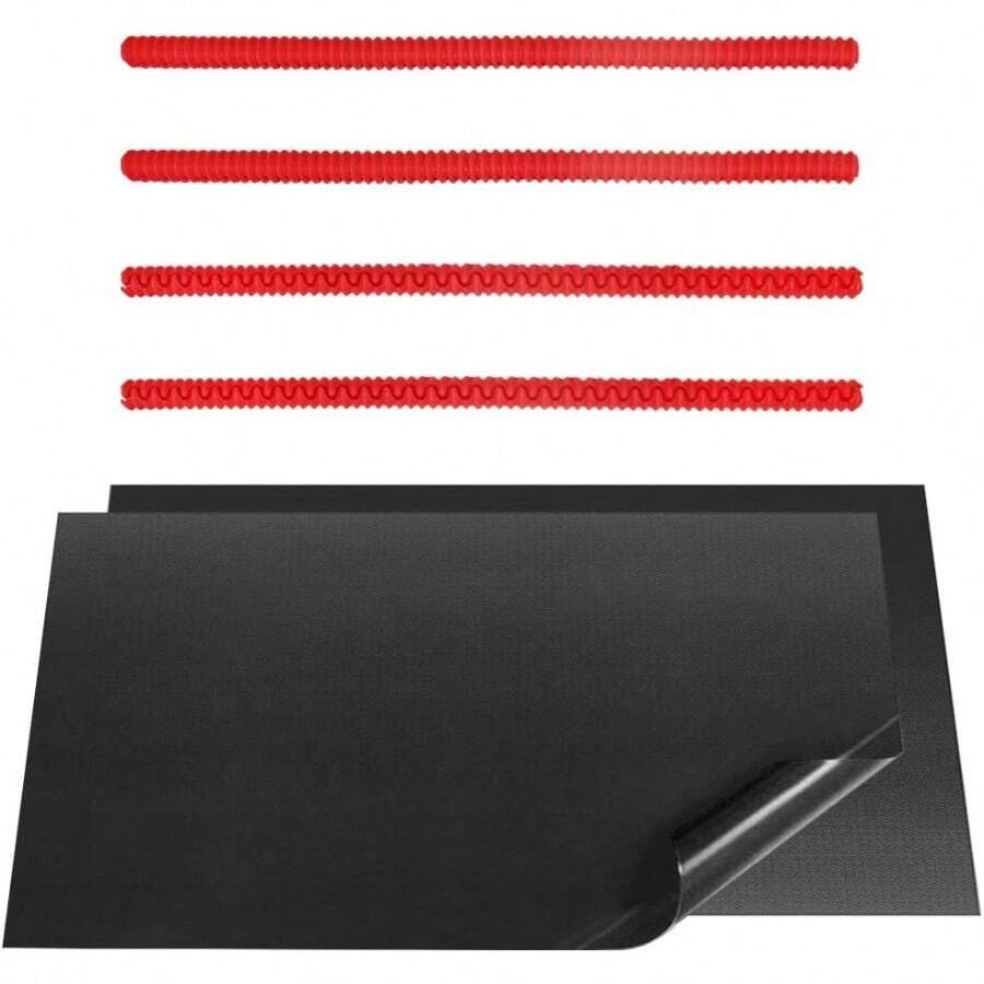CYPNDanziX - Juego de 4 Protectores de Rejilla de Silicona para Horno con 2 Tapete Para Bandejas Horno - Prevención de quemadurasFashion - Rojo - Ver 1