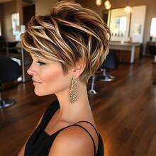 精灵挑染 4/27# 女士真人发假发 - 浅棕色至深棕色，6 英寸短款巴西发，无胶玫瑰网帽，150% 密度，完美适用于派对、新年造型、韩流、K-Pop 酷炫风格，百搭风格（休闲、优雅、学院风、商务、端庄、浪漫、魅力、复古、街头、运动、可爱、皇家风、简约、度假、日常、假日），适合音乐节、母亲节、情人节、角色扮演、派对、婚礼、节日等场合。 - SP4/27 - 查看 2