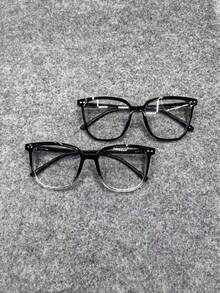 نظارة إطار مربع عدسة شفافة أنيقة للجنسين، ديكورية بتصميم بسيط - متعدد الألوان - مشاهدة 23