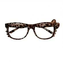 1 Piece Retro Leopard Print And Flower Bow Glasses Frame - Light And Fashionable Daily Style, Cat Eye Design With Decorative Bow Embellishment, Perfect For  Styling - 1個 - 查看 3