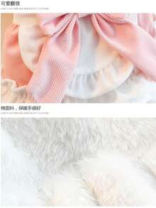 Comfortable Wool-Lined Pet Dress With Leash Attachment Point And Bow - Adorable Bear Pattern Design, Suitable For Small To Medium Dogs & Cats, Great For Autumn/Winter - Pink - View 5