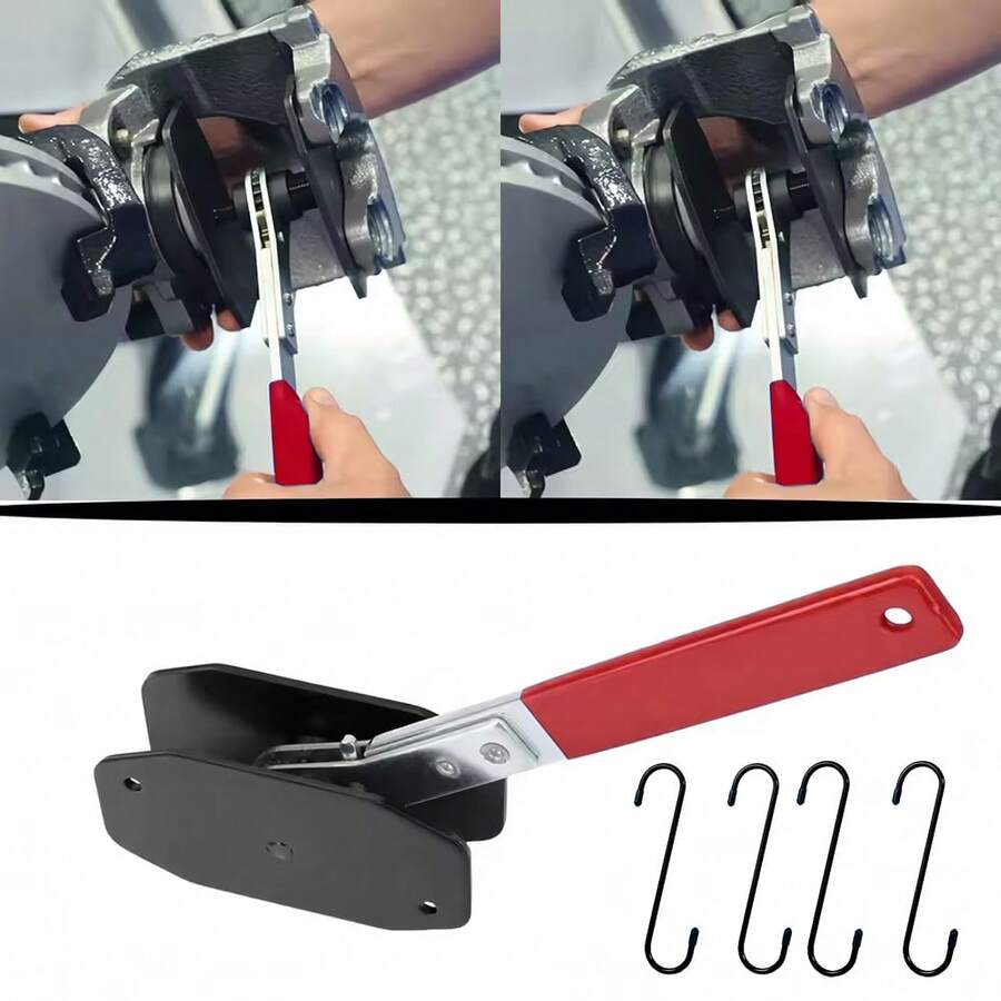 Ratcheting Brake Caliper Press,Universal Car Ratcheting Caliper Piston Spreader Brake Caliper Press Tool + 4Pcs Brake Caliper Hangers Brake Caliper Hook With Rubber Tips - A - View 1