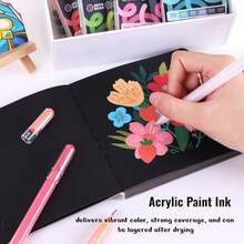 90 Colors Acrylic Painting Gel Pens,Multi-Color 1.0mm Tip Width,Stronger Color Stacking Powers,Larger Ink Capacity For Drawing,Sketching & Art Journaling Cardstock,Marking,Coloring Ideas Gift Choice Back To School Essentials Art Supplies Stationery - Multicolor - View 9