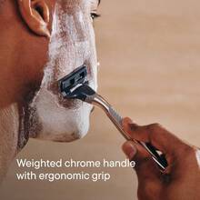 Harry's Shaving Kit for Men - Razor Handle, 5 Razor Blade Refills, Foaming Shave Gel, and Travel Blade Cover - Chrome Edition - por defecto - Ver 2