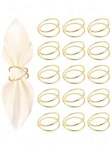 1/6/12/24 Stück Set mit goldenen runden Serviettenringen, minimalistischer Metall Doppelring Serviettenhalter, unisex, wiederverwendbar, geeignet für Familienfeiern, Bankette, minimalistische Serviettenhalter, praktische Platzierung, Party- und Festtagsartikel, Weihnachtstischdekoration, Festtagsgeschenk. Möbelbeschläge, Valentinstag Dekorationen.