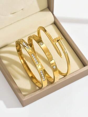 Set de 3 pulseras apilables con baño de oro y circonita cúbica: pulseras minimalistas brillantes para uso diario, joyas de moda para combinar y combinar, colección de joyas de moda usables, pulseras apilables para mujeres, accesorios con circonita cúbica brillante