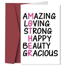 1pc Funny Mother Acrostic Greeting Card With Envelope, Mother Definition Card, Heartfelt Mother's Day Card, Mom Birthday Thank You Card, Perfect Gift For Mom On Her Special Day