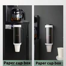 1pc Wall-Mounted Cup Holder, Automatic Paper Cup Dispenser Wall-Mounted Paper Cup Rack, Suitable For Water Dispenser, No Drilling Required To Store Disposable Cups, Home Supplies - Multicolor - View 3