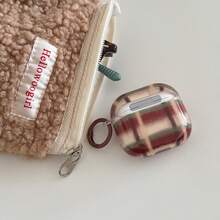 复古透明拼接格子耳机保护套，带挂环，兼容 Pro 2、可爱 Apple 4、简约 3 新半代，女士耳机保护套 - 彩色 - 查看 12