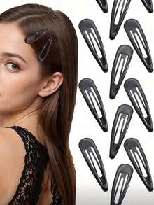 20个经典黑色油滴BB发夹，刘海和碎发夹，发饰 - 黑色 - 查看 2