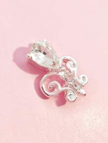 10pcs Delicate Hollow Out Rhinestone Nail Art Decorations, 3D Metal Crystal Water Drop Sparkling Versatile Gold & Silver Nail Jewelry DIY Accessories For Girls And Women Nails Nail Supplies - Multicolor - View 9