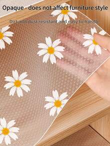 Transparent Daisy Pattern Waterproof Mat, Non-Slip Cabinet Liner, Suitable For Kitchen Cabinets, Shelves And Tables - Made Of EVA Plastic, Drawer Liners, Countertop Protectors, Shelf Liners, Durable, Easy To Clean, Multipurpose, Can Be Used For Food Pantry Organization, Bathroom Storage, Refrigerator Trays, An Ideal Housewarming Gift. - Multicolor - View 9