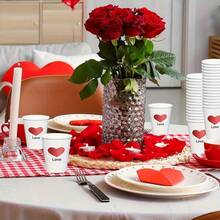 25/50个装 8盎司一次性派对杯（加厚款），适用于冷热饮品，具有一定的保温效果。心形一次性纸杯，适用于情人节、母亲节、结婚纪念日、婚礼、生日派对、主题派对、单身派对等场合，营造主题氛围。 - 彩色 - 查看 3