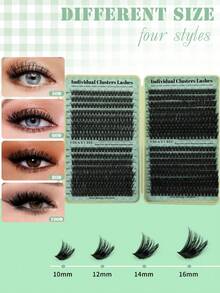 Kit de extensão de cílios com 640 unidades, alto volume (30D+40D+50D+60D/50D+60D+80D+100), 10-16mm. Cílios postiços individuais reutilizáveis, ultra macios e ultraleves, com aparência e densidade naturais. Ideal para uso em casa, no dia a dia, em casamentos, compromissos, festas, festivais de música e no Natal. - D - Ver 3