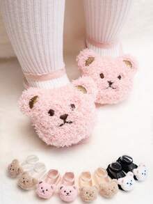 1 Pair Baby Infant Spring/Summer New Lace Trim Bear Boat Socks, Cute Bear Non-Slip Boat Socks, Soft Breathable Skin-Friendly - Multicolor - View 3