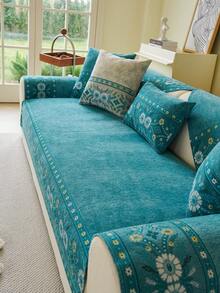 1 chiếc vỏ đệm sofa kiểu Bohemian bằng vải chenille, dùng được cả bốn mùa, bảo vệ sofa, tạo không gian trang trí, tối giản và thanh lịch, bền, chống rách do thú cưng, phù hợp với sofa 1-4 chỗ, sofa hình chữ L, trang trí sofa, bảo vệ sofa. - màu xanh lá - Xem 3