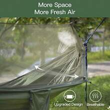 Miztli Hamaca de camping con red portátil ligera para exteriores árbol de viaje mochilero tienda de campaña con correas de árbol de 20 pies totales perfecta para camping senderismo patio - Verde verde militar - Ver 3