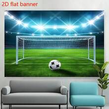 2D平面横幅，1片涤纶美式橄榄球场背景布，多功能运动墙面装饰，四季皆宜，无需电源或电池 - 黑色 - 查看 2