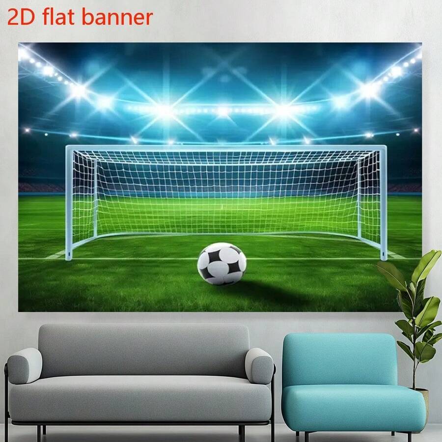 2D平面横幅，1片涤纶美式橄榄球场背景布，多功能运动墙面装饰，四季皆宜，无需电源或电池